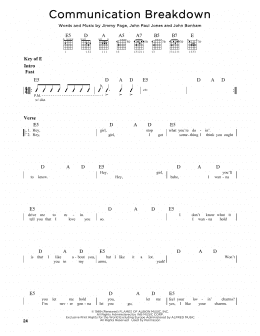 page one of Communication Breakdown (Guitar Lead Sheet)