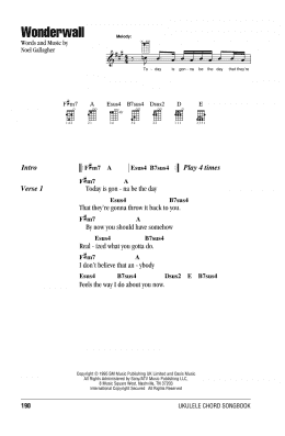 page one of Wonderwall (Ukulele Chords/Lyrics)