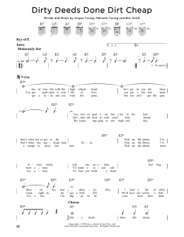 page one of Dirty Deeds Done Dirt Cheap (Guitar Lead Sheet)