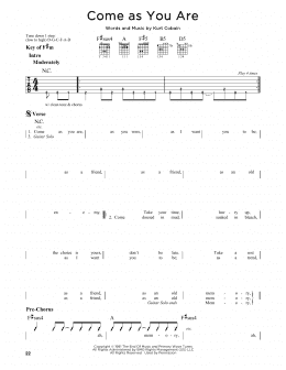page one of Come As You Are (Guitar Lead Sheet)