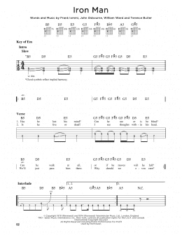 page one of Iron Man (Guitar Lead Sheet)