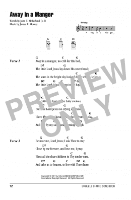 page one of Away In A Manger (Ukulele Chords/Lyrics)