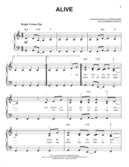 page one of Alive (Easy Piano)