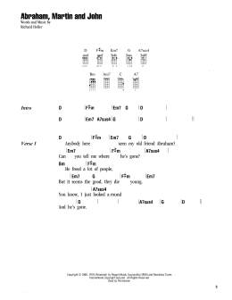 page one of Abraham, Martin And John (Ukulele Chords/Lyrics)