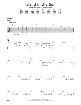 page one of Island In The Sun (Guitar Lead Sheet)
