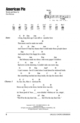 page one of American Pie (Ukulele Chords/Lyrics)