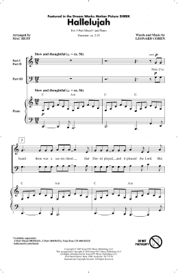 page one of Hallelujah (arr. Mac Huff) (3-Part Mixed Choir)