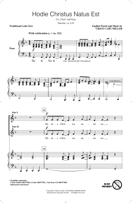 page one of Hodie Christus Natus Est (2-Part Choir)