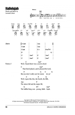 page one of Hallelujah (Ukulele Chords/Lyrics)