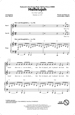 page one of Hallelujah (arr. Mac Huff) (2-Part Choir)