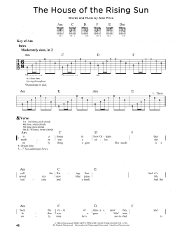 page one of The House Of The Rising Sun (Guitar Lead Sheet)