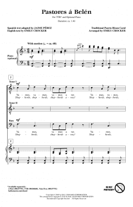 page one of Pastores A Belen (TTB Choir)