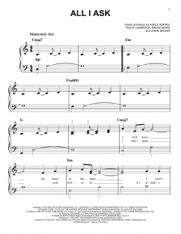page one of All I Ask (Easy Piano)