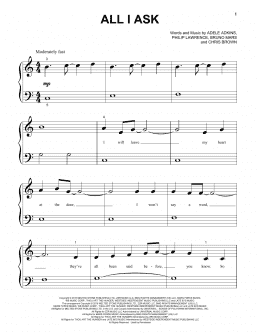 page one of All I Ask (Beginning Piano Solo)