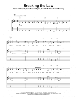 page one of Breaking The Law (Guitar Tab (Single Guitar))