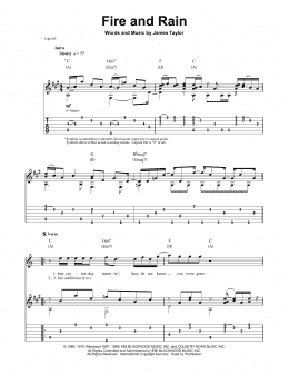 page one of Fire And Rain (Guitar Tab (Single Guitar))