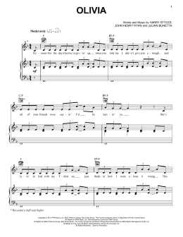 page one of Olivia (Piano, Vocal & Guitar Chords (Right-Hand Melody))