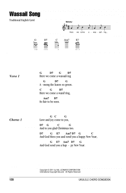 page one of Wassail Song (Ukulele Chords/Lyrics)