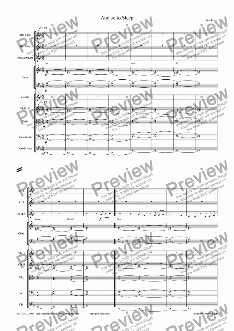 page one of And so to Sleep [orch] SCORE ONLY