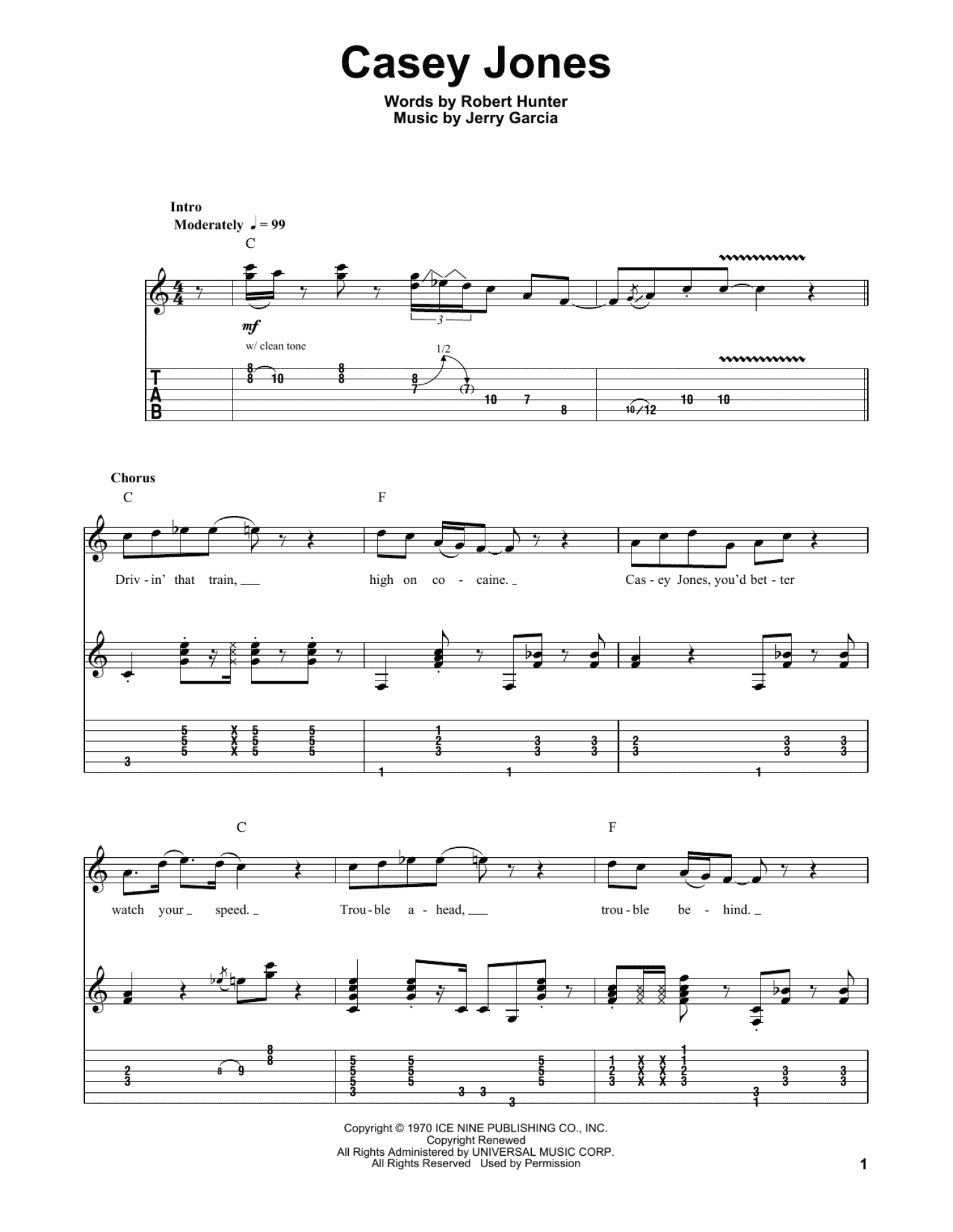 Casey Jones (Guitar Tab (Single Guitar))