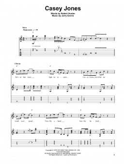 page one of Casey Jones (Guitar Tab (Single Guitar))