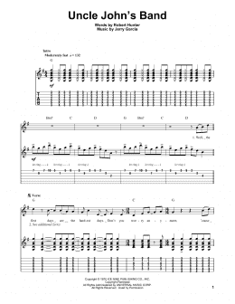 page one of Uncle John's Band (Guitar Tab (Single Guitar))