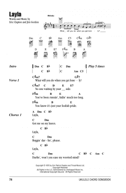 page one of Layla (Ukulele Chords/Lyrics)