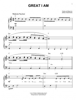 page one of Great I Am (Easy Piano)