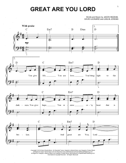 page one of Great Are You Lord (Easy Piano)