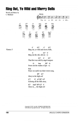 page one of Ring Out, Ye Wild And Merry Bells (Ukulele Chords/Lyrics)