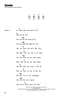 page one of Suzanne (Ukulele Chords/Lyrics)