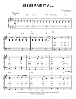 page one of Jesus Paid It All (Easy Piano)