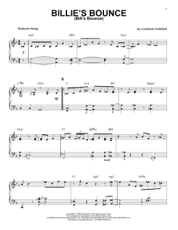 page one of Billie's Bounce (Bill's Bounce) (arr. Brent Edstrom) (Piano Solo)