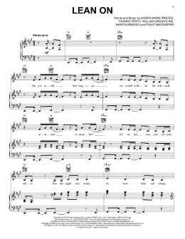 page one of Lean On (Piano, Vocal & Guitar Chords (Right-Hand Melody))