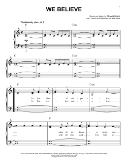 page one of We Believe (Easy Piano)