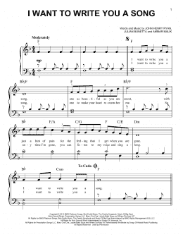 page one of I Want To Write You A Song (Easy Piano)