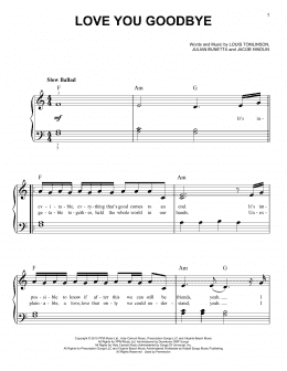 page one of Love You Goodbye (Easy Piano)