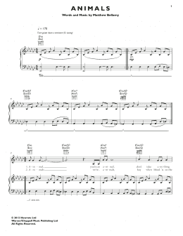 page one of Animals (Piano, Vocal & Guitar Chords (Right-Hand Melody))