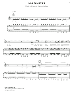 page one of Madness (Piano, Vocal & Guitar Chords (Right-Hand Melody))