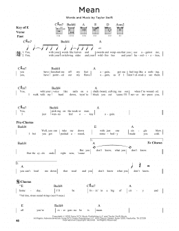 page one of Mean (Guitar Lead Sheet)