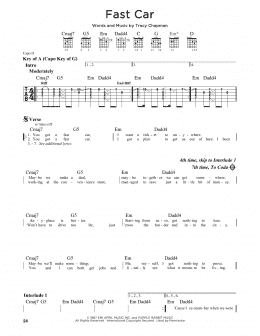 page one of Fast Car (Guitar Lead Sheet)