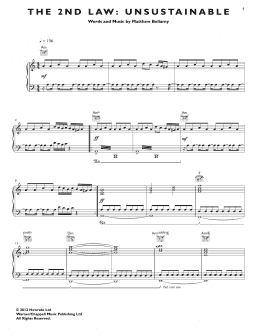 page one of The 2nd Law: Unsustainable (Piano, Vocal & Guitar Chords (Right-Hand Melody))