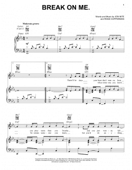 page one of Break On Me (Piano, Vocal & Guitar Chords (Right-Hand Melody))