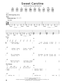 page one of Sweet Caroline (Guitar Lead Sheet)