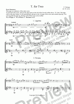 page one of T. for Two (Cello and Guitar)