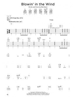 page one of Blowin' In The Wind (Guitar Lead Sheet)