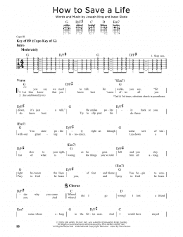 page one of How To Save A Life (Guitar Lead Sheet)