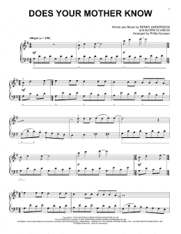 page one of Does Your Mother Know (arr. Phillip Keveren) (Piano Solo)