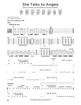 page one of She Talks To Angels (Guitar Lead Sheet)