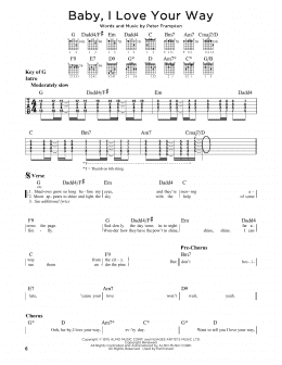page one of Baby, I Love Your Way (Guitar Lead Sheet)